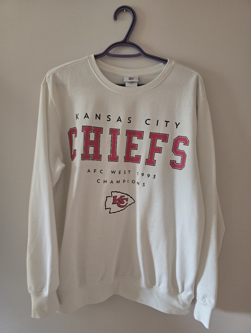 NFL White Crewneck Tee with Red & Blue Shield Tag